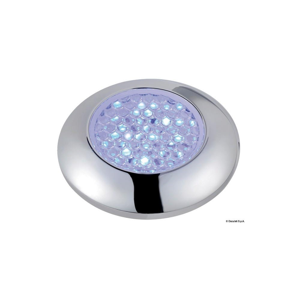 Plafonnier étanche chromé à LED bleu