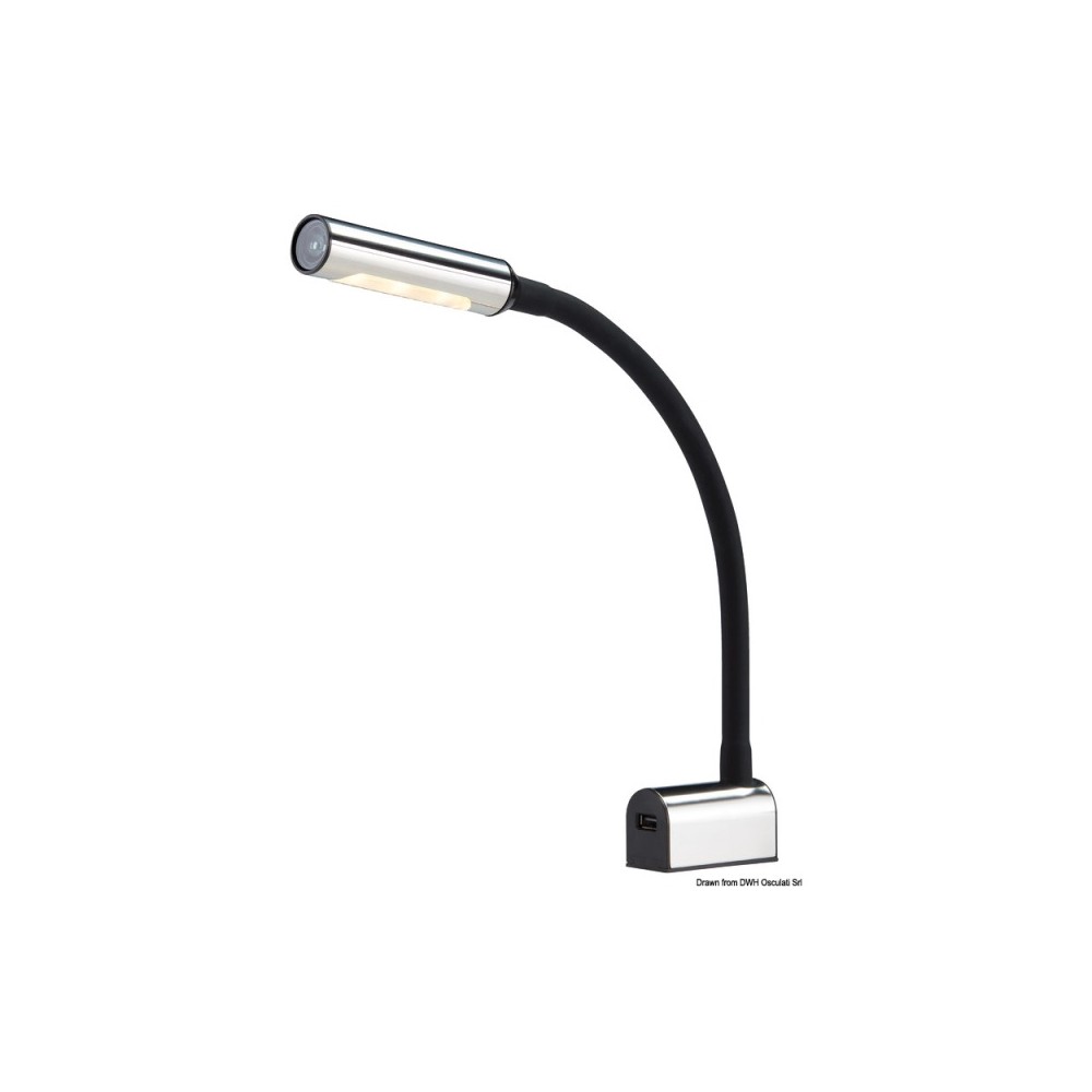 Spot LED articulé de lecture inox + silicone noir