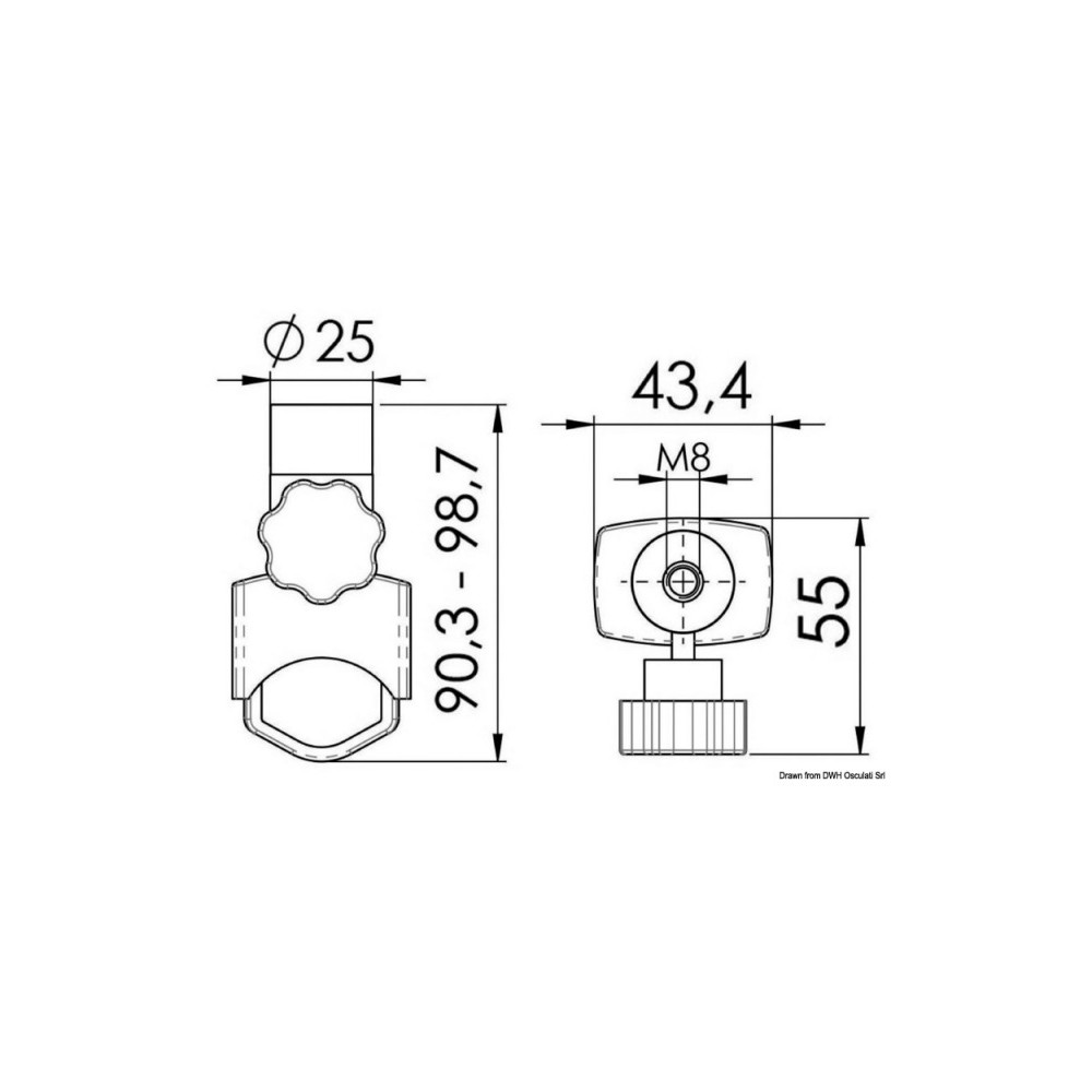 Base de fixation p. projecteurs 22/25 mm – Image 3