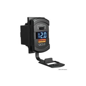 Prise double USB-A+C + 12/24 V voltmètre