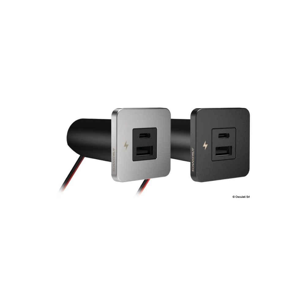Prise USB double A+C SCANSTRUT Tile noir – Image 2