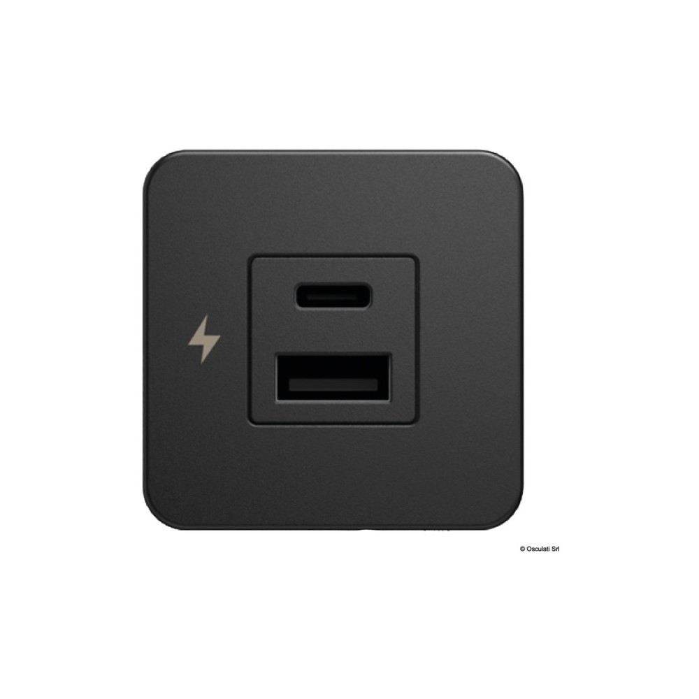 Prise USB double A+C SCANSTRUT Tile noir