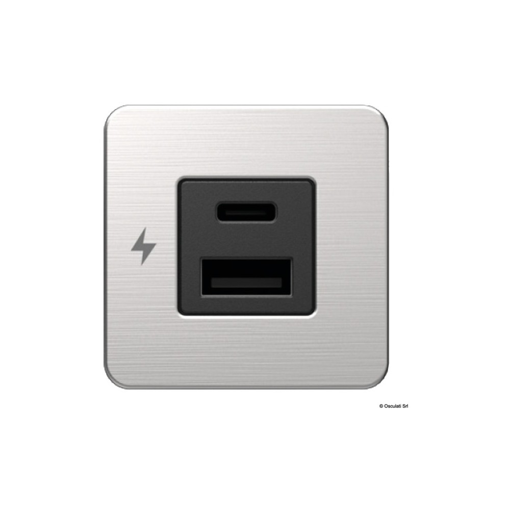 Prise USB double A+C SCANSTRUT Tile inox
