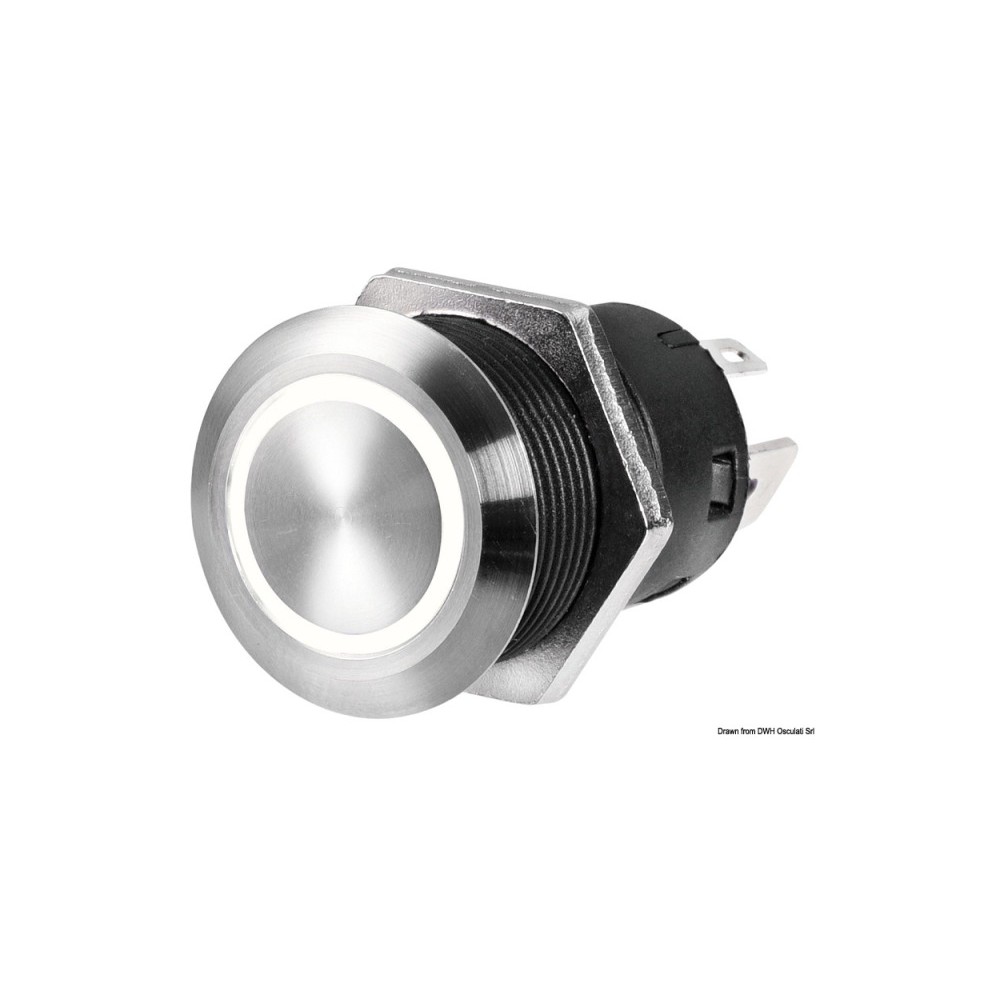 Interrupteur FLAT inox ON-OFF 12 V blanc