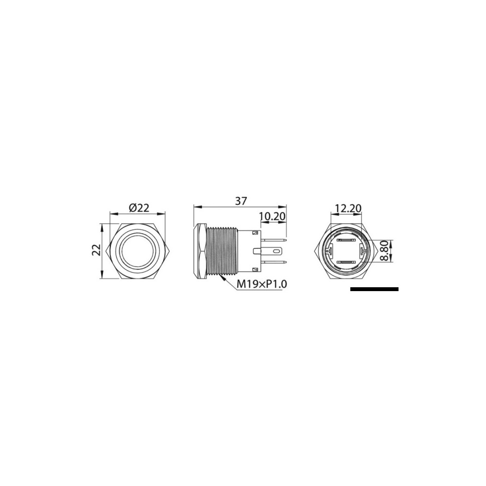 Interrupteur FLAT inox ON-OFF 12 V blanc – Image 3