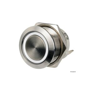 Interrupteur FLAT inox (ON momentané)-OFF 12/24V LED blanc