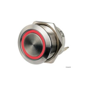 Interrupteur FLAT inox (ON momentané)-OFF 12/24V LED rouge