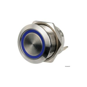 Interrupteur FLAT inox (ON momentané)-OFF 12/24V LED bleu