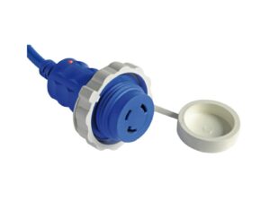 Câble fiche+capuchon pré-monté bleu 10 m 24 A 3x4