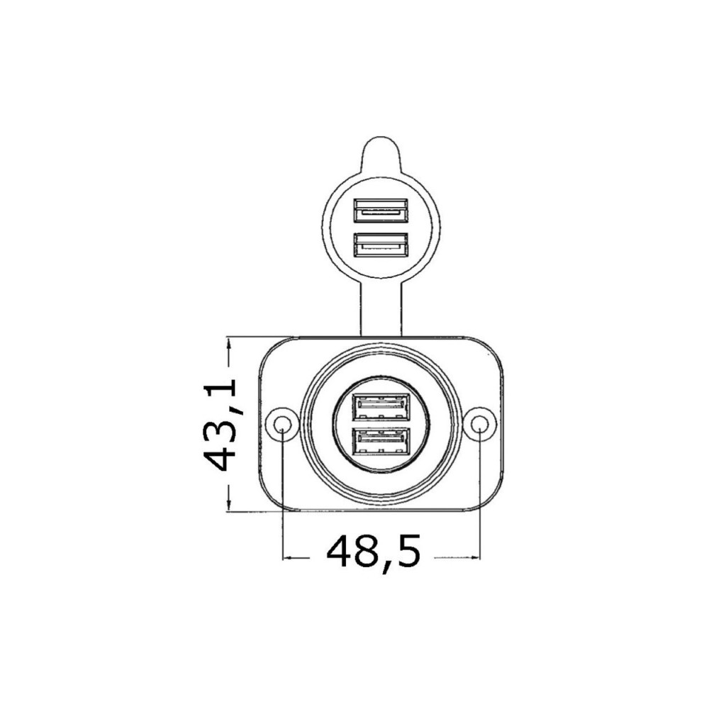 Double prise USB blanche écrou arrière + panneau – Image 3