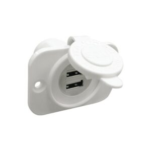 Double prise USB blanche écrou arrière + panneau