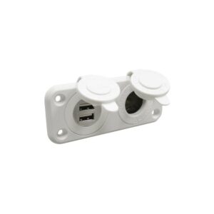 Prise allume-cigares + double USB blanche