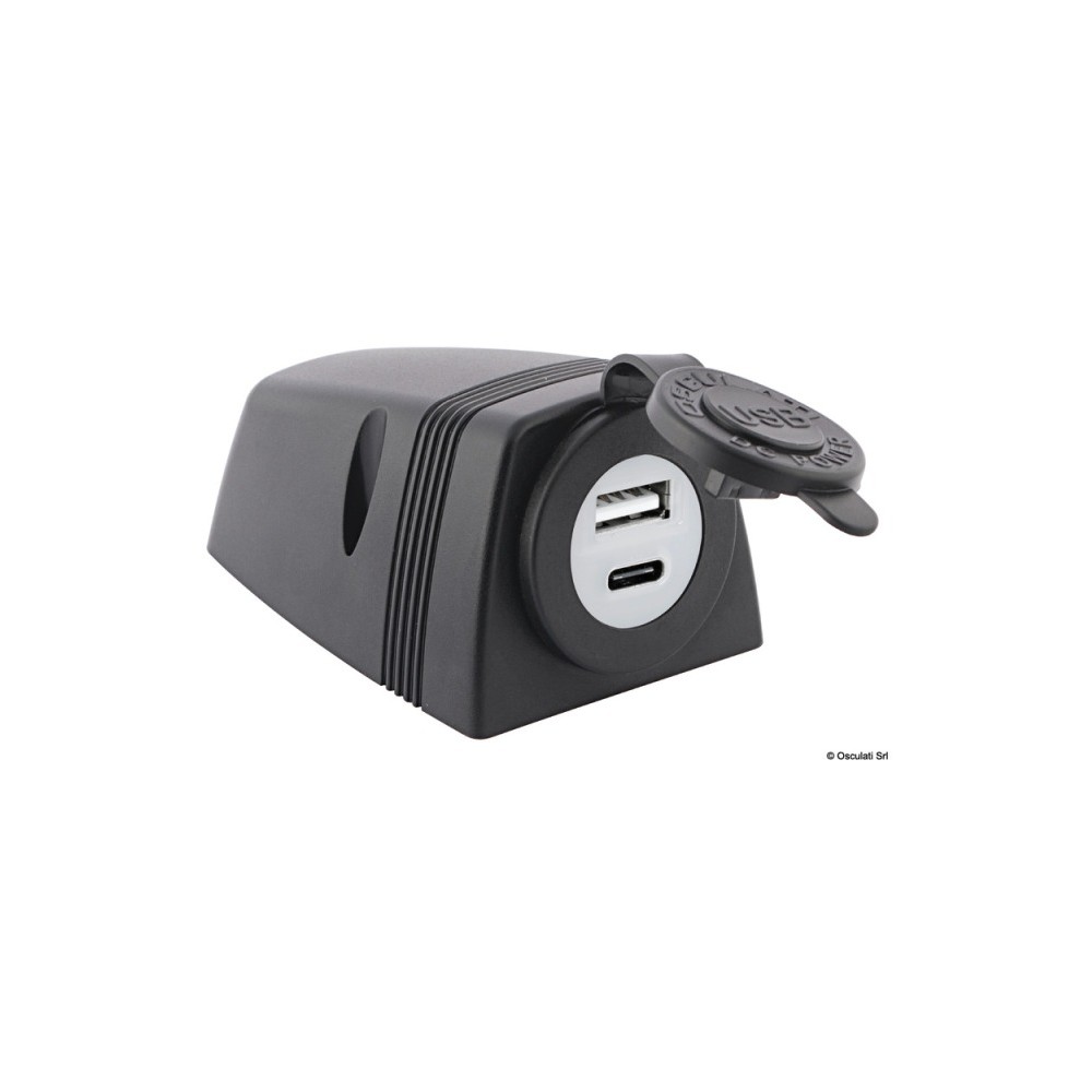 Prise USB-A + USB-C avec boîtier