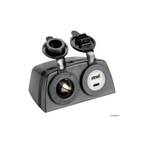 Prise allume-cigares + USB-A+USB-C avec carenage