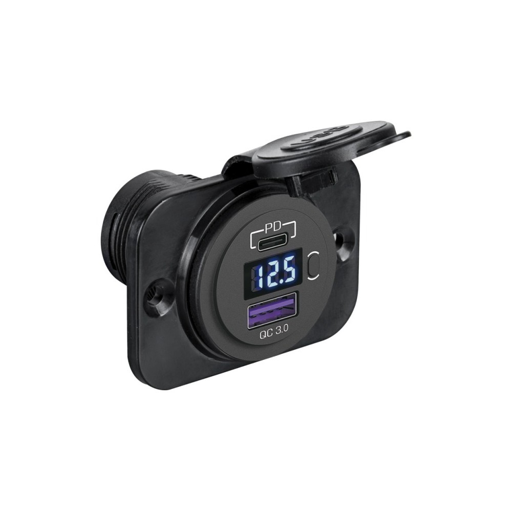 Voltmètre numérique + prise double USB Type A+C