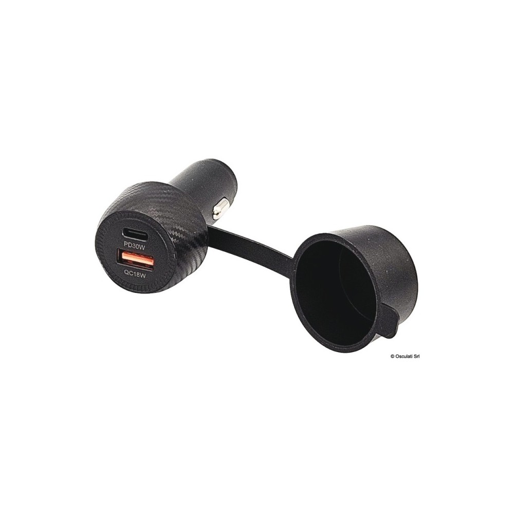 Double prise USB Type A+C avec bouchon étanche