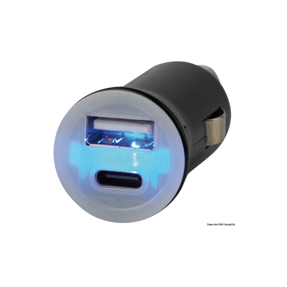 Double prise USB Type A+C 12/24V 2,4V