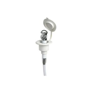 Douche à bouton finition blanche tuyau PVC 4 m Fixation sur plan