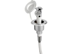 Douche à bouton finition chromée tuyau PVC