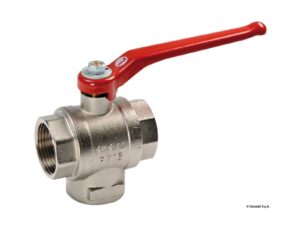 Vanne bille en laiton 3 voies 1"1/4 L 4 T