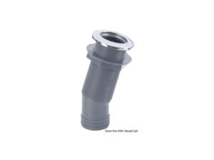 Passe-coque 15°moulule front.inox 38mm 2"1/4 vanne