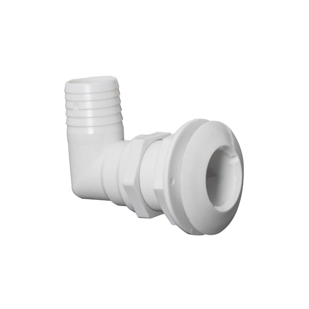 Passe-coque 90° plastique blanc 1"1/2 x 38 mm