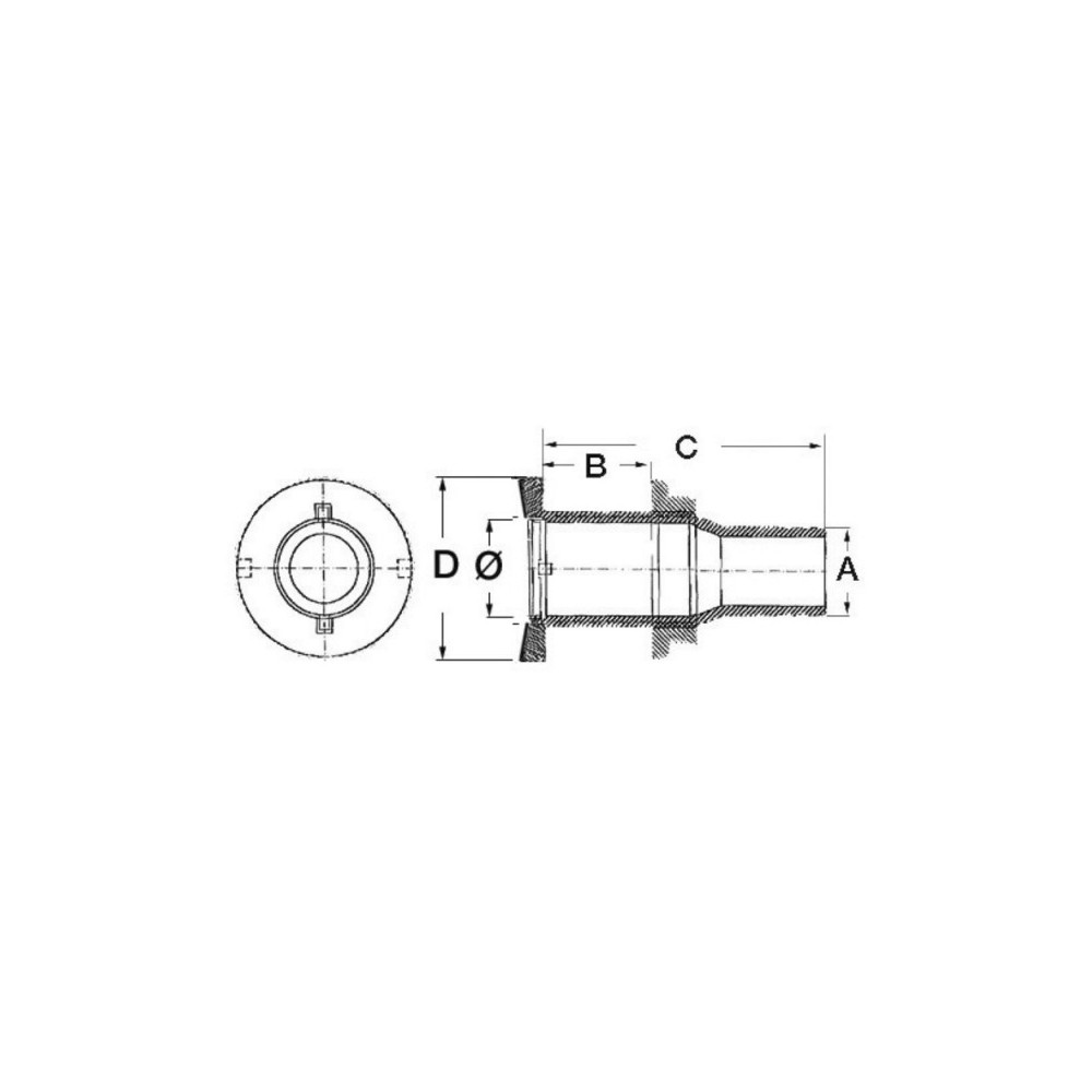 Passe-coque au ras AISI 316 1"1/4 x 39 mm – Image 2