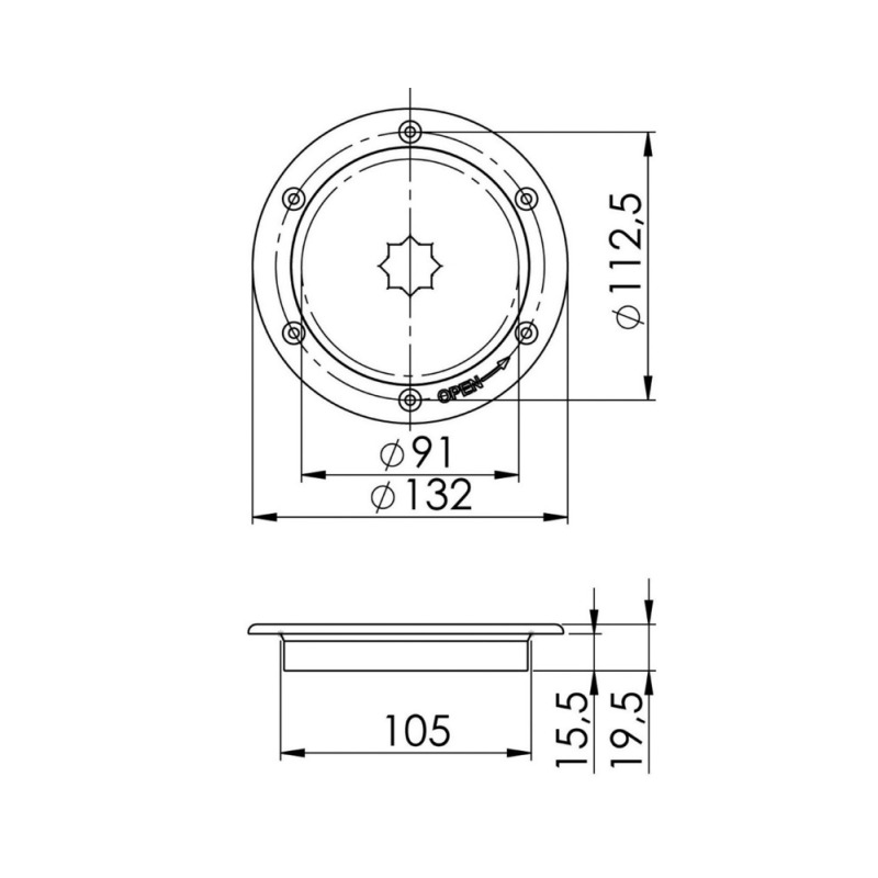 Trappe d'inspection AISI 316 passage 91 mm