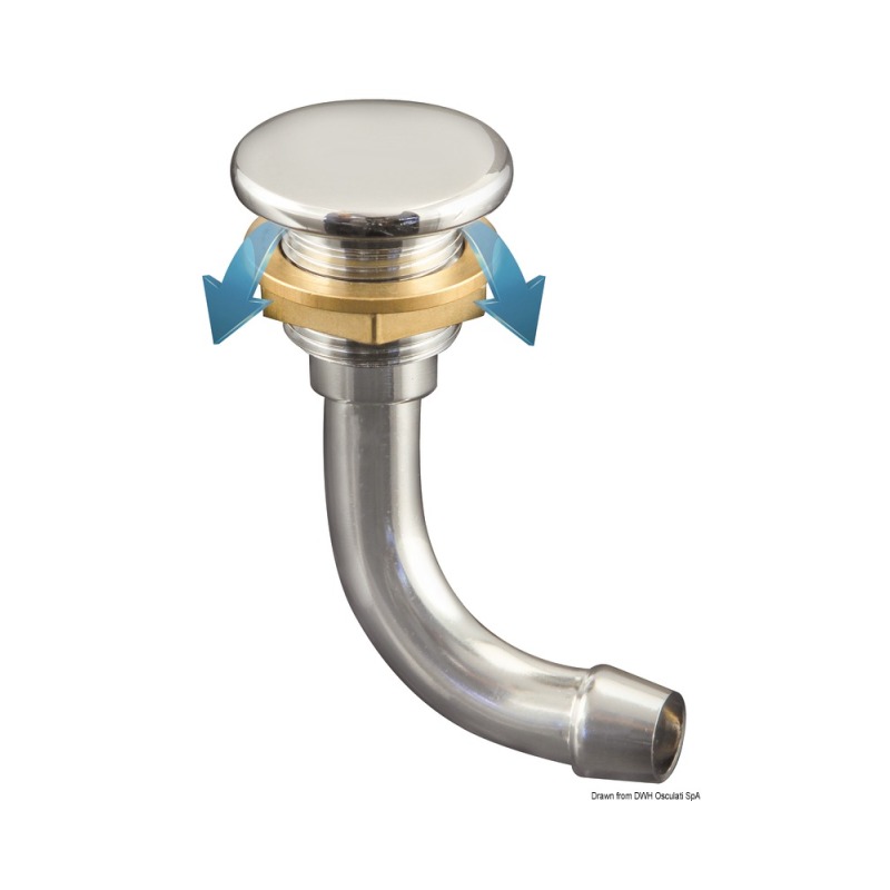 Event carburant laiton chromé Full Flush 90° 16 mm