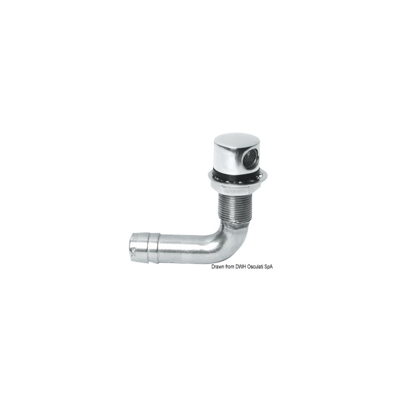 Event carburant 90° inox poli miroir 16 mm