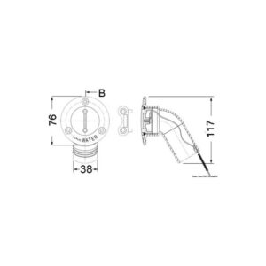 Bouchon WATER incliné 30° AISI316 poli miroir 38mm