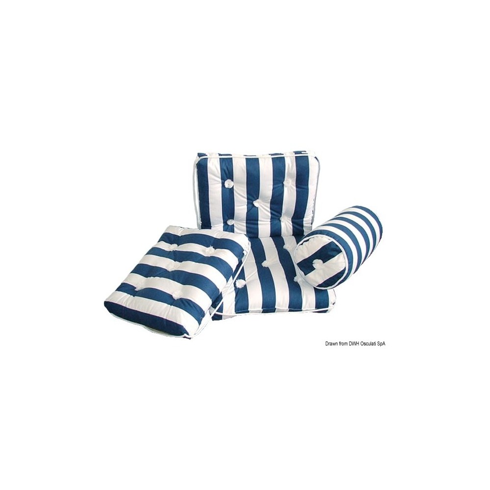 Coussin traversin en coton blanc/bleu Ø 190x440mm