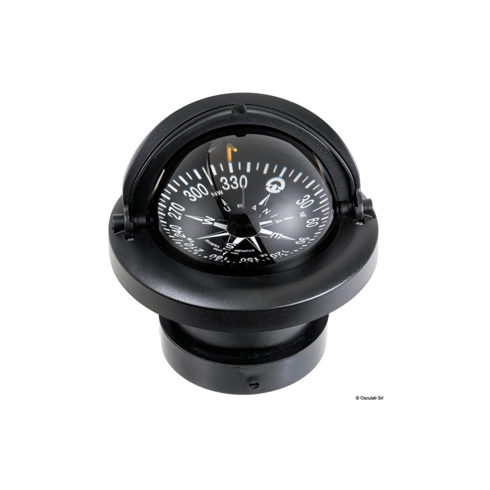 Compas 4" RIVIERA avec dôme rose noir/boîtier noir rose plate