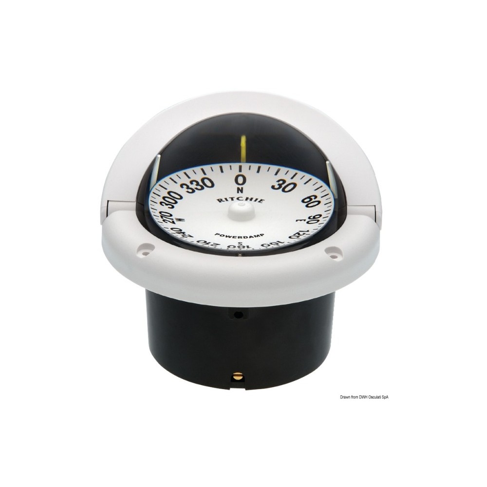 Compas encastr. RITCHIE Helmsman 3"3/4 blanc/blanc