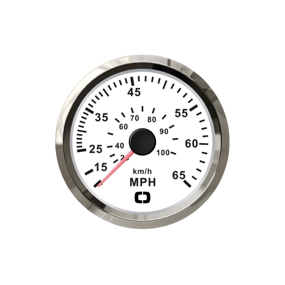 Indicateur de vitesse Pitot 0-65 MPH blanc/polie