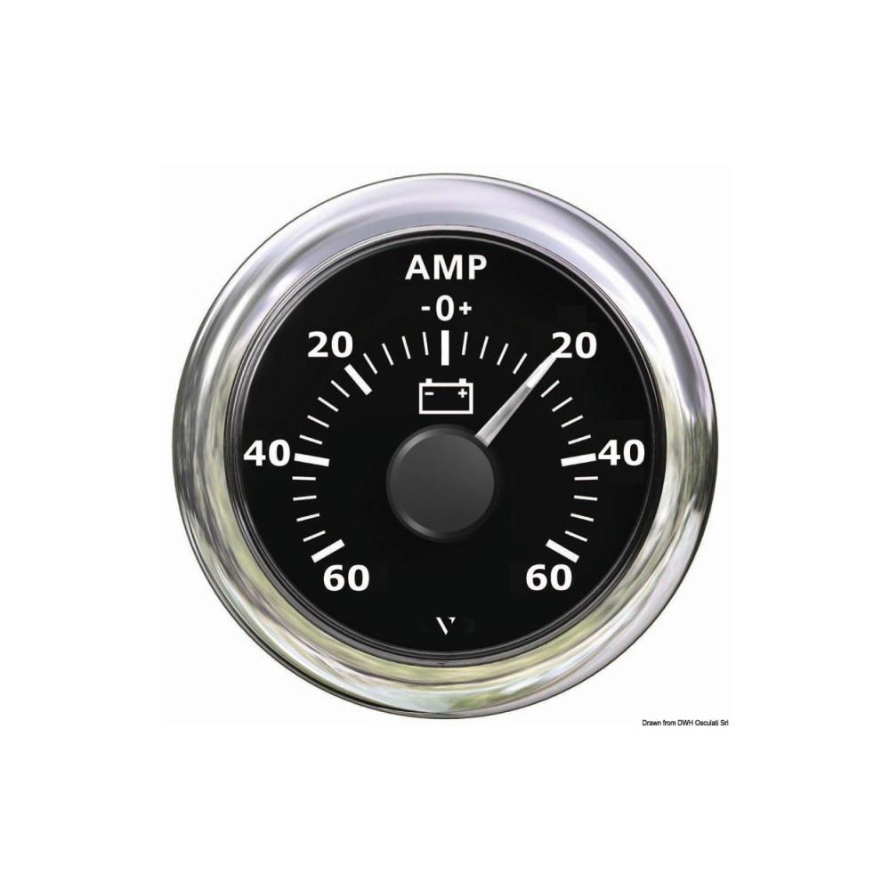 Ampèremètre noir -60 A + 60 A