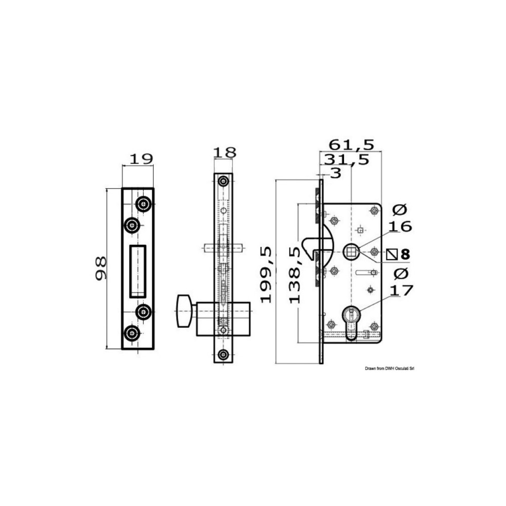 Serrure type Yale ext. 16/38 mm fixation saillante – Image 2