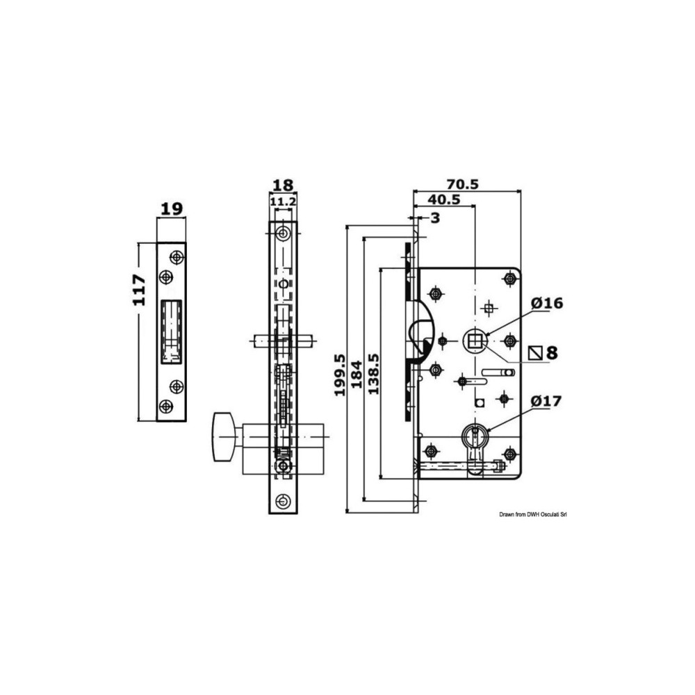 Serrure type Yale externe 16/38 mm fixation au ras – Image 2