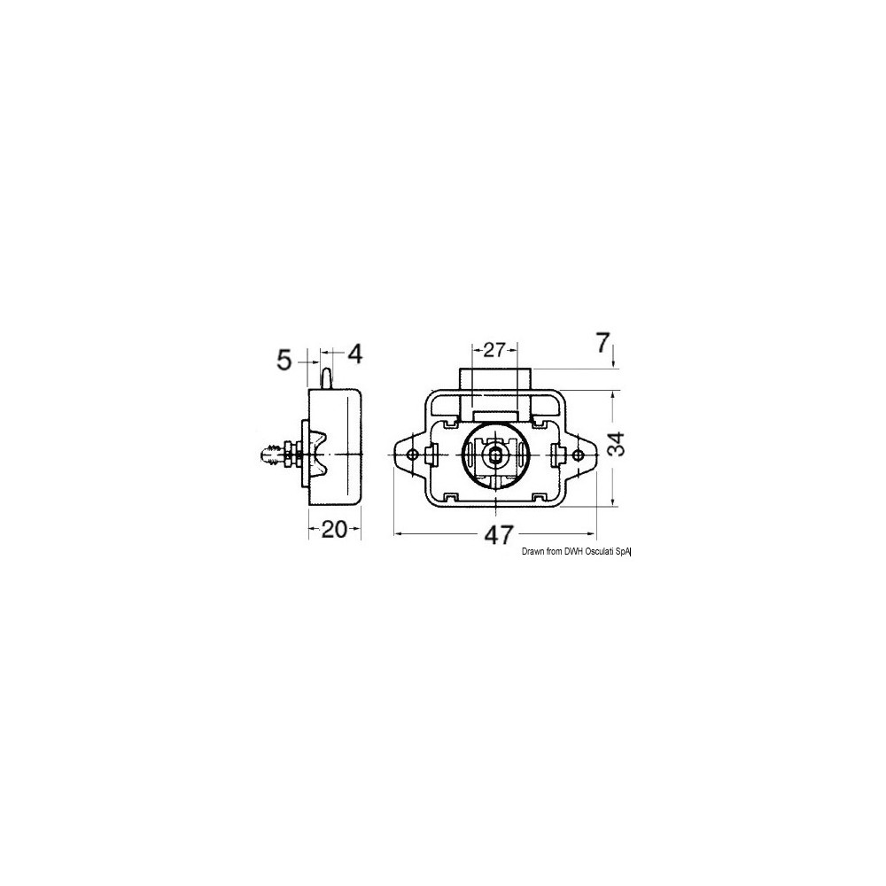 Dèclic à bouton nylon/laiton chromé 19 mm – Image 2
