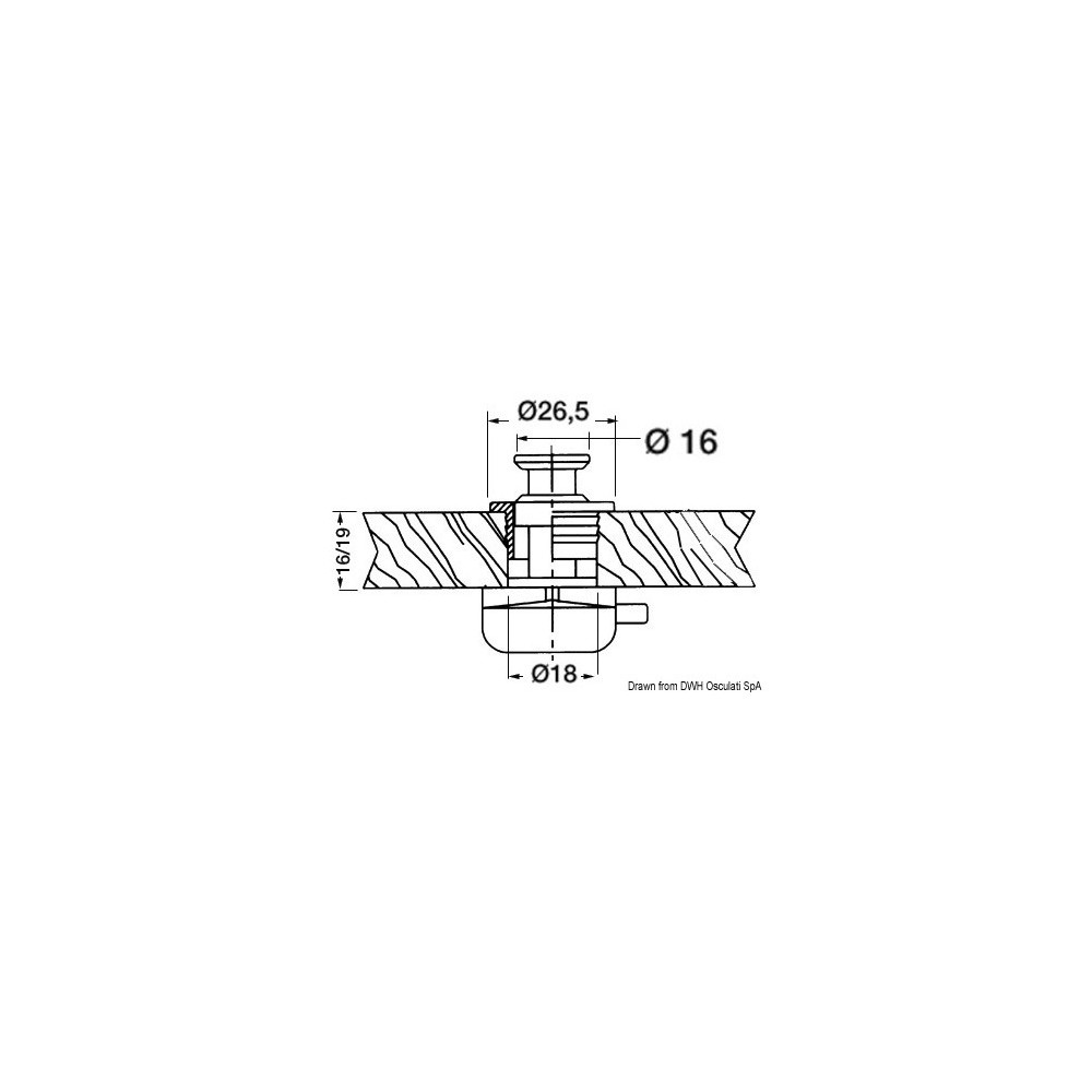 Dèclic à bouton nylon/laiton chromé 19 mm – Image 3