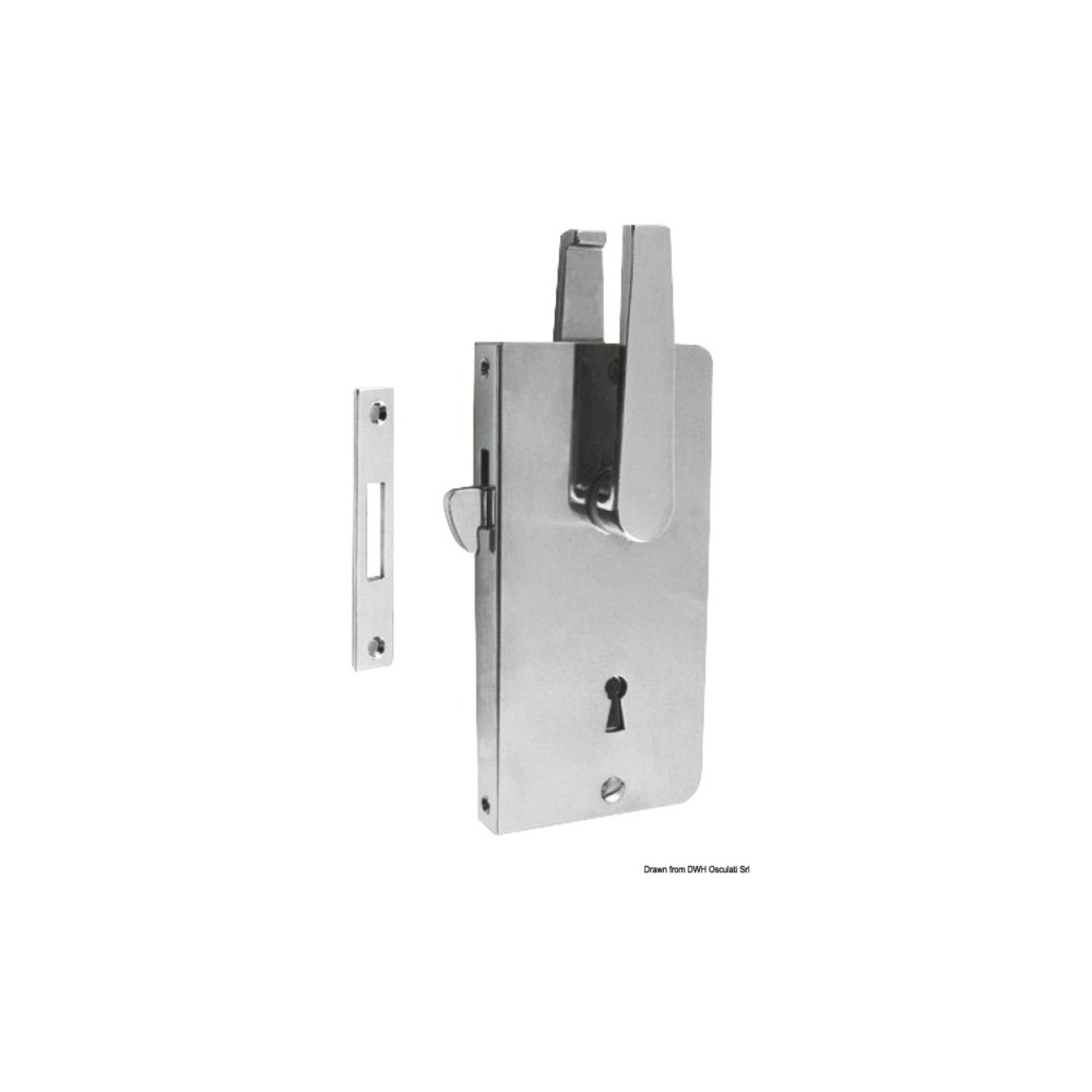Serrure portes coulissantes laiton chromé avec clé