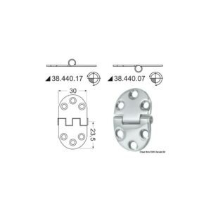 Charnière renversé 2 mm 47x30 mm