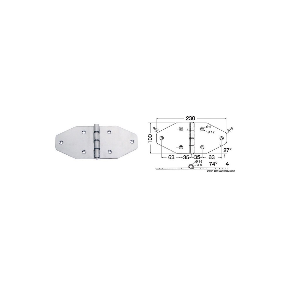 Maxi charnière 230x100 mm