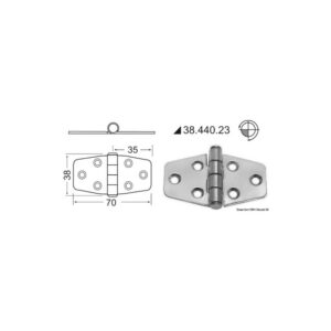 Charnière nœud saillant 2 mm 70x38 mm