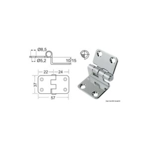 Charnières avec porte-à-faux épaisseur 2 mm