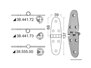 Charnière moitié encastré 137x39 mm