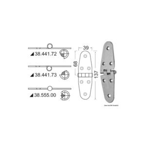 Charnière moitié encastré 137x39 mm
