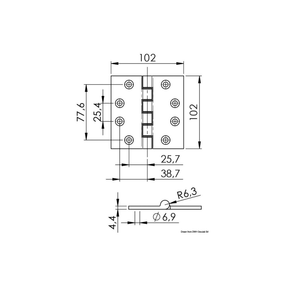 Charnière inox 102 x 102 x 4 mm – Image 2