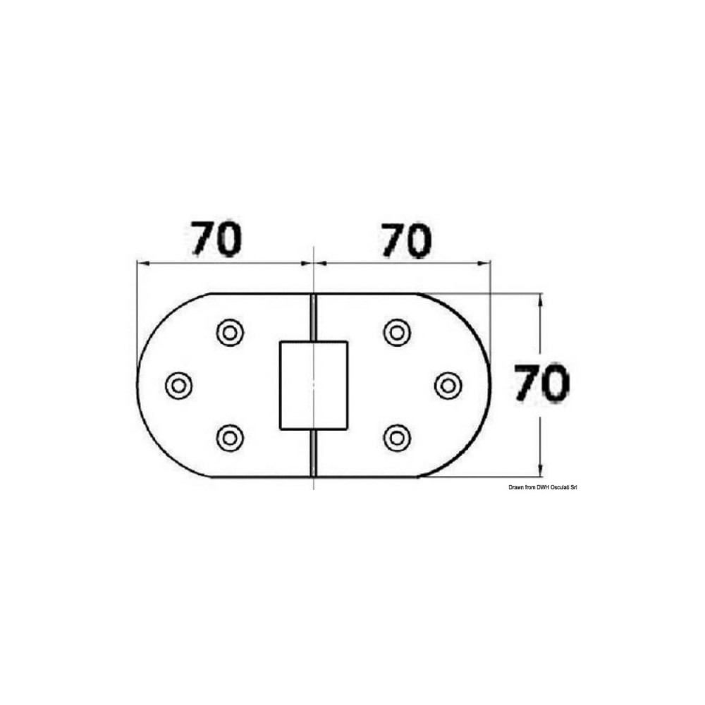 Charnière rotation180° vis sans tête 140x70 mm