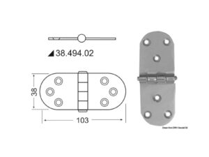 Charnière nœud saillant 103x38 mm